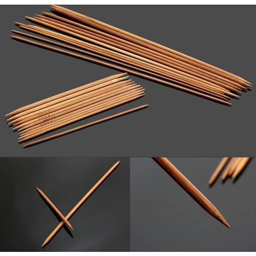 55Pcs 11sizes 2mm-5mm Carbonized Bamboo Double Pointed Knitting Needles Smooth Crochet Hook Set Sewing Tools DIY Craft Accessory