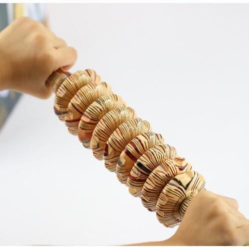 9-Wheel Wooden Abdomen Massager Multifunctional Fitness Roller Stick Muscle Relax Tool Body Anti Cellulite waist Massage