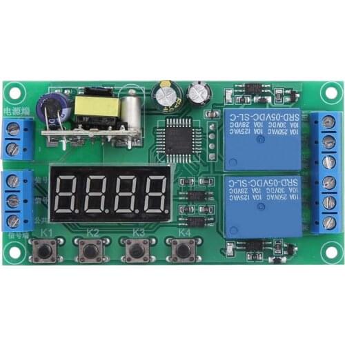 AC 220V Dual Channel Delay Relay Module Multifunctional Pulse Trigger Cycle Timer 0.01s-999m 5A Time Delay Relay