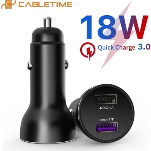 CABLETIME Car Charger 2 Port USB Smart Fast Charger QC 3.0 / 2.0 2.4A Smart 3 A for Universal Phone Pad Huawei Samsumg C161