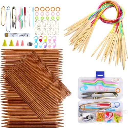 Bamboo Circular Knitting Needles 2.0-10.0mm Double Pointed Knitting Needles Set