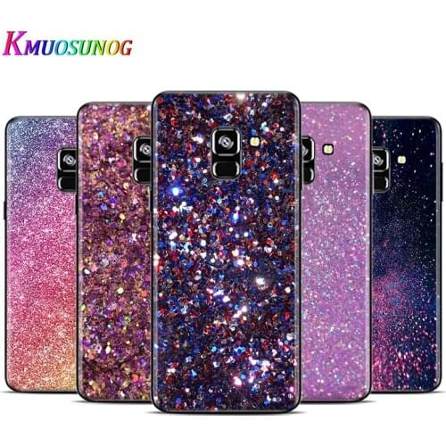 Gold Pink Glitter Print For Samsung Galaxy A9 A9S A8 A8S A7 A750 A6 A6S A5 A3 Plus Star 2016 2017 2018 Black Phone Case