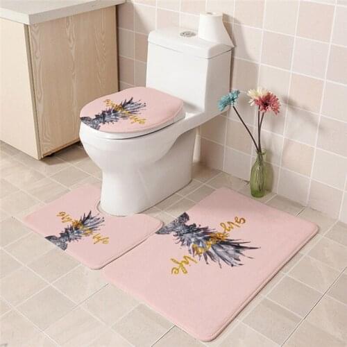 Nordic Style Toilet Seat Cover Cartoon Print Anti-slip Flannel Soft Cotton Bathroom Decoration Toilet Cover Suits Home Products