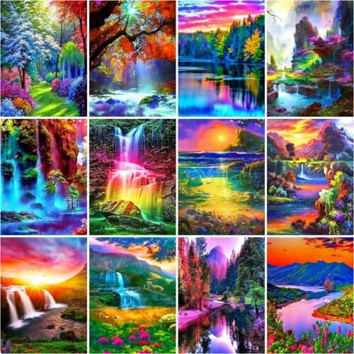 Evershine 5D DIY Diamond Mosaic Waterfall Full Square Diamond Painting Mountain Cross Stitch Scenery Embroidery Sale Home Decor