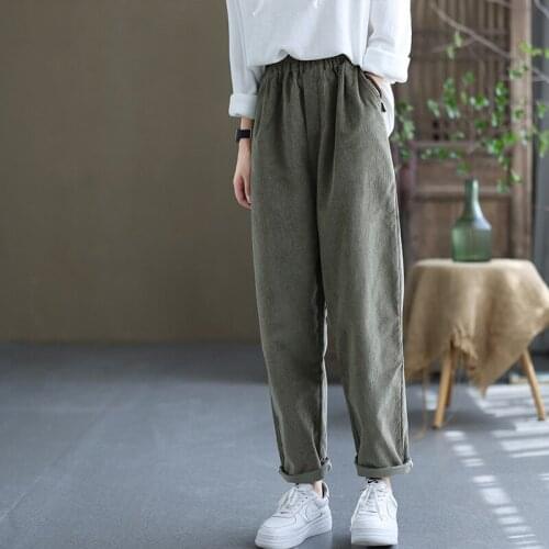 Женские вельветовые брюки Fairynatural China At AliExpress