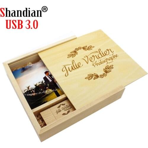 SHANDIAN USB 3.0 Wood guitar usb+Box USB flash drive Memory card Pendrive 4GB 32GB 64GB Wedding gift 1PCS free logo170*170*35MM