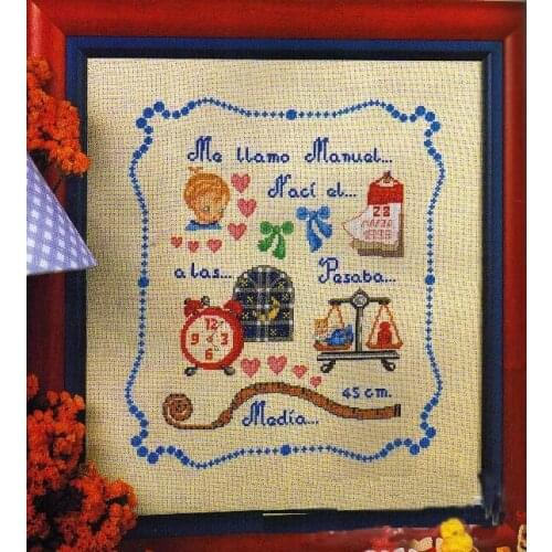 Linen Craft Stich Cross Stitch Birth Certification Cute Cotton Fabric Needlework Embroidery Crafts Counted Cross-Stitching Kit