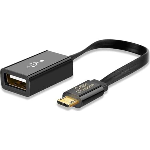 Micro USB 2.0 OTG Cable, CableCreation Flat On The Go Micro USB Male to USB Female Adapter, 6 Inch