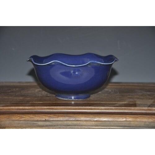 Antique style ceramic porcelain vase blue flower shape bowl for collection