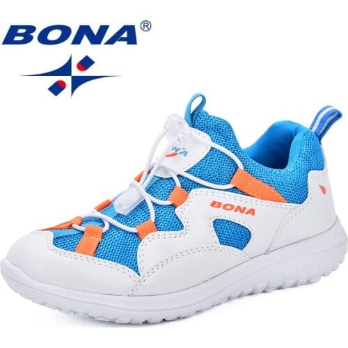 BONA Autumn 2018 Children Sneakers Kids Shoes For Girls Soft Mesh Casual Shoes Boys New School Running Anti-Slip Footwear