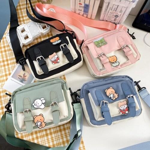 Small fresh color matching cute cartoon shoulder bag girl student messenger bag
