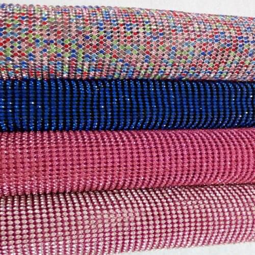 ZY Bling Bling 45x40cm Quality Crystal Rhinestone Metal Mesh Fabric Metallic cloth Metal Sequin Sequined Fabric Home Decoration