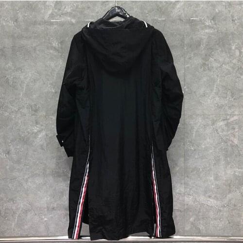 2021 Fashion Brand Windbreaker Spring Autumn Mens Long Coat Hooded Casual Men Loose Jacket Black Clothes