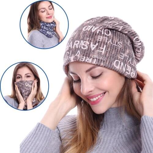 Men Womens Winter Baggy Soft Slouchy Beanie Hat Stretch Scarf Head Wrap Cap Mask Polar Fleece Lined Scarf - Beanie for Unisex