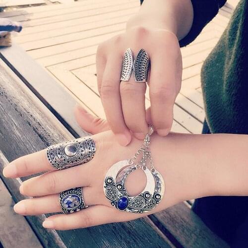 European And American Retro Court Ethnic Geometry Exotic Ring Earrings Bracelet Set Of Many Styles Select Gifts