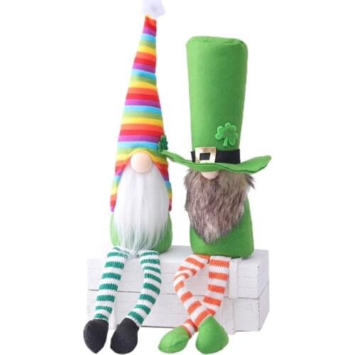 St. Patrick' Day Elf Plush Toy Faceless Green Doll Couple Dolls Decoration for Holiday Home Decor Gift Bedroom Ornaments Kid Toy