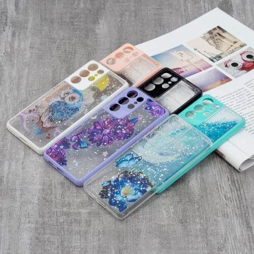 Soft Bumper Hard Acrylic Glitter Starry Sky Clear Shockproof Phone Case for Samsung Galaxy S21Ultra Phone Shell Cover