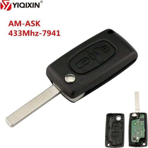 YIQIXIN CE0523 Folding Flip Remote Key For Peugeot 307 3008 308 408 2 Button ASK Modulation VA2 ID46 PCF7941 Transponder Chip