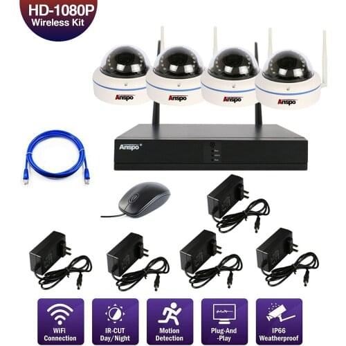 4CH 1080P Wifi NVR 2.0MP Security Camera System IR Outdoor Waterproof CCTV Camera Wireless Surveillance System