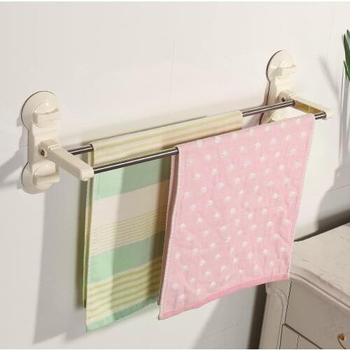 BYN Home Bathroom Organization Ivory 2 Bars 67cm Folding Towel Rack Extender Holder Stand DQ1612