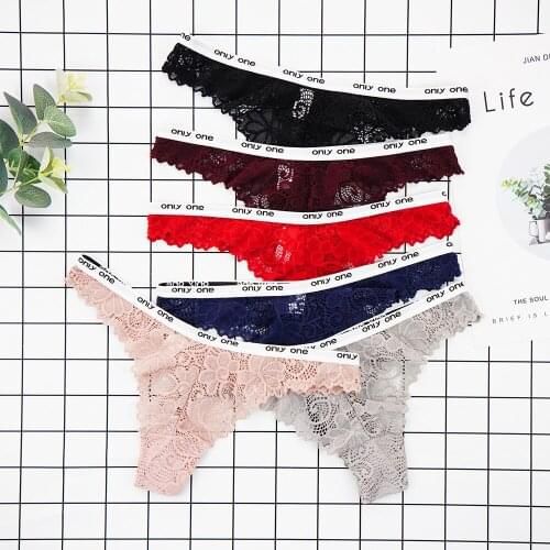 3PCS/Set Lingerie Femme Panties Women SexyG-String Thong Lace Underwear Pantys Low-Waist Female Underpants Perspective Briefs