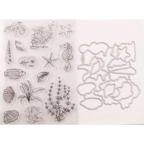 Sea shells Clear stamp and cutting die Stencils for DIY Scrapbook Photo Album Paper Card Decorative Craft Embossing Die New