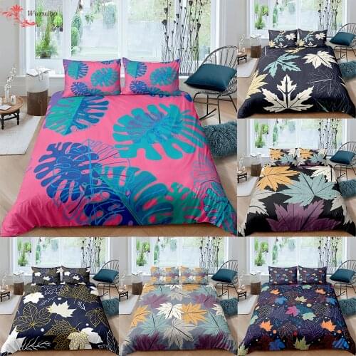 Tropical Maple Leaves Duvet Cover Weed Palm Leaf Bedding Set Teens Bedspreads 135/150/90Bed Cover Set Single Twin King Full Size