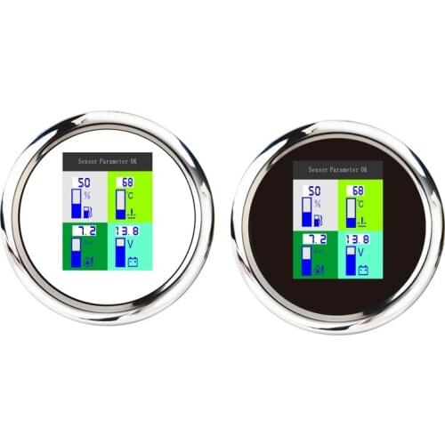 Universal 85mm 4-in-1 Multi-Functional Digital Meter Water Temp Oil Pressure Fuel Level Gauge Voltmeter with Alarm