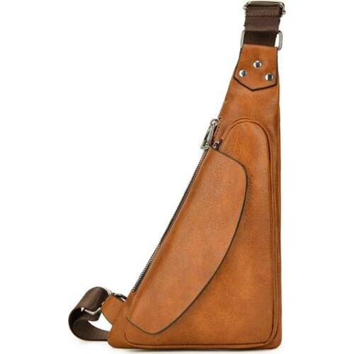 Weysfor Vogue Leather Messenger Bags Mens Casual Bag For Men Chest Bag Brand Designer Multi-function Headphone Jack Chest Pack