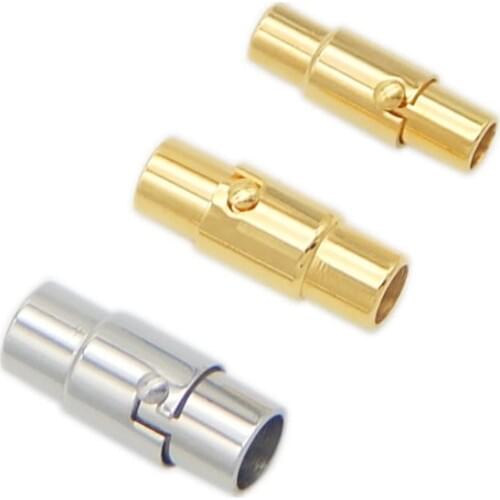 2pcs Gold Plated 316L Stainless Steel Magnetic Clasps 3/4/5mm Hole Leather Clasps For DIY Leather Bracelets Jewelry Connector