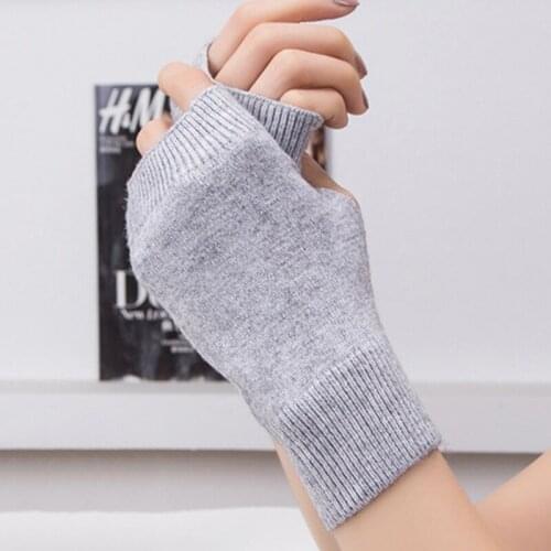 Winter Female Warm Knitted Gloves Fingerless Ladies Solid Color Stretch Half Finger Gloves Fashion Comfortable Mittens