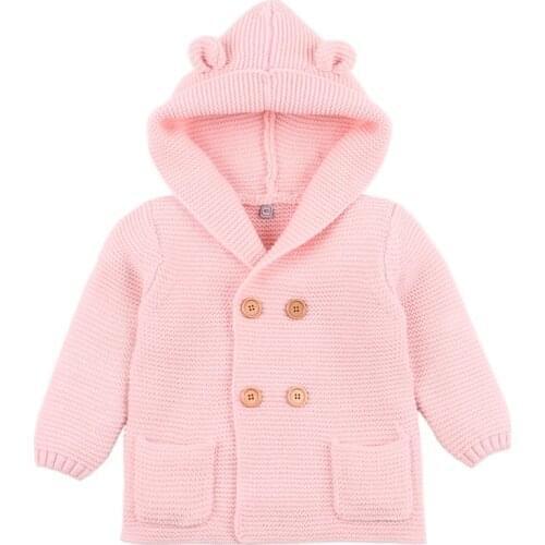 Winter Baby Boys Girls Knitted Cardigan Jackets Outfits Warm Autumn Infant Kids Sweaters Long Sleeve Hooded Coat Kids Clothing