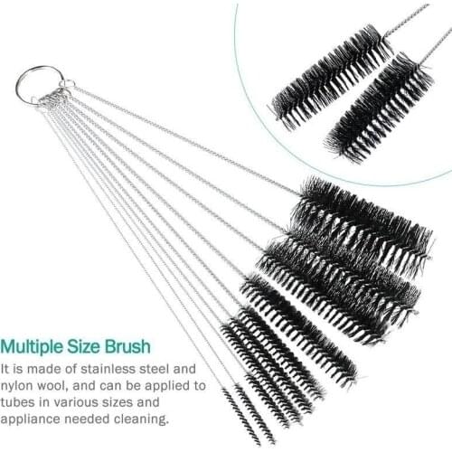 10Pcs/set Straw Cleaning Brush Reusable Eco-Friendly Stainless Steel Drinking Straw Cleaner Brush Set Soft Hair Cleaning Tool