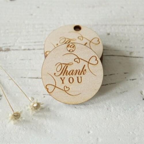 20pcs laser cut circle thank you tag wedding decoration keychain decoration 4cm
