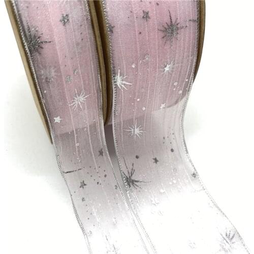 5Yards 25/40mm Starlight Dotted Tulle Glitter Ribbon Organza Mesh Fabric Belt DIY Craft Accessories Hair Clip Bow Accessories#08