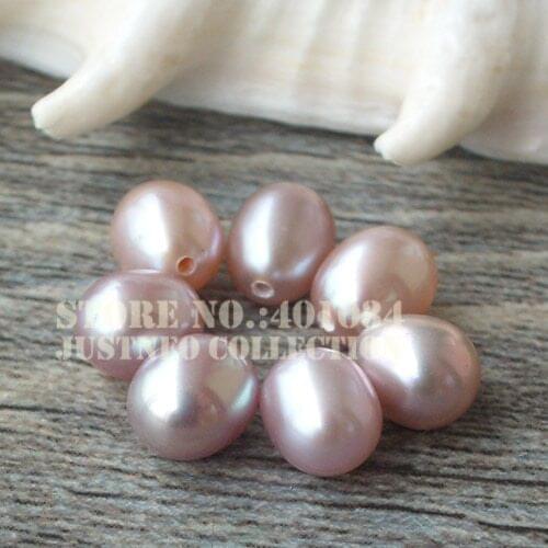 Freshwater Pearl Loose Beads, Genuine Cultured Drop-shaped Pearls Half Drilled Natural Lavender 5-9 MM