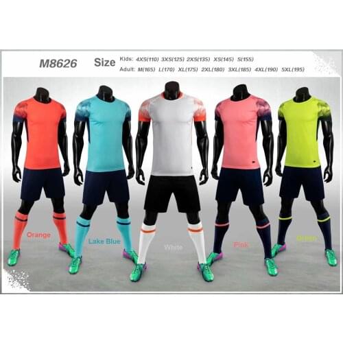 M8626 Blank 2019-2020 Adult Kids Soccer Jersey Set Football Kit Men Child Futbol Training Uniforms Teamwear Set Customized