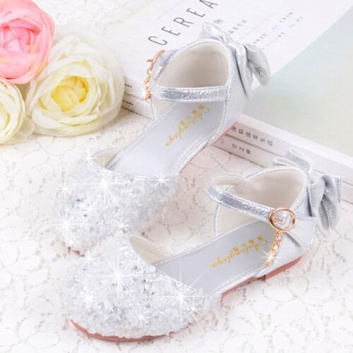 Kids Birthday Party Shoes Sparkly Rhinestone for Flower Girls Shoes Flat Baby Girls Pink Glitter Christmas Halloween Shoes