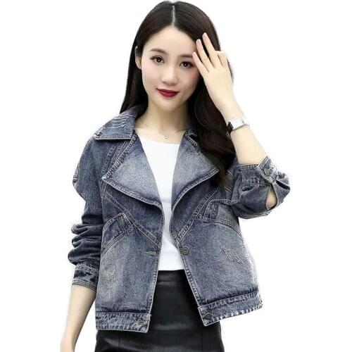 Denim Jacket Women Short Ins Tide 2021New Spring Autumn Korean Casual Cowboy Coat Female Loose Jeans Long Sleeve Jackets Top 677