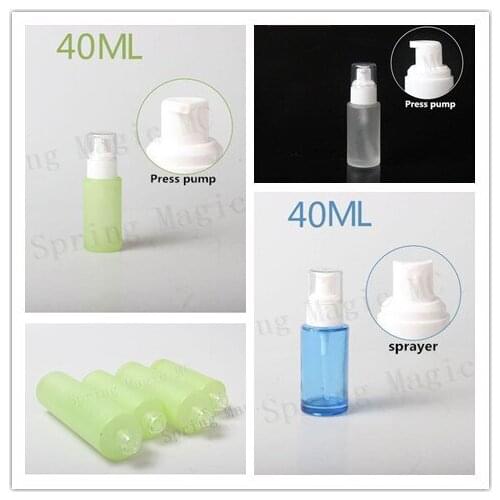 40ML Frosted Glass Bottles with White press Lotion Pump Foundation empty Cosmetic Containe Portable Sprayer Perfume Bottle