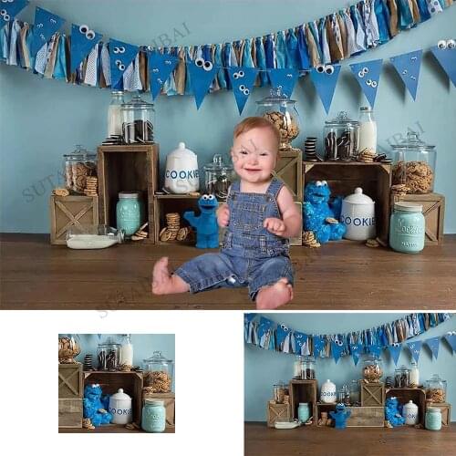 Chocolate Chip Cookies Sesame Backdrop Chilldren 1st Birthday Cake Smash Photocall Background First Birthday Party Studio Props