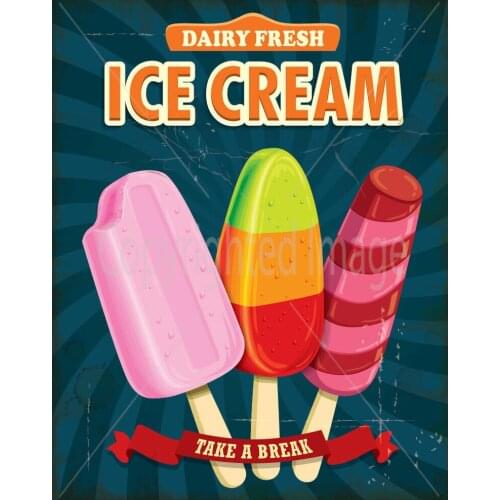 ICE CREAM LOLLY TAKE A BRAKE METAL TIN SIGN POSTER WALL PLAQUE