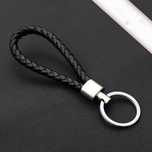 Hot 1Pc New Leather Key Chain Ring Holder Unisex Braided Leather Rope Handmade Waven Keychain Car Keyrings Men Women KeyChains