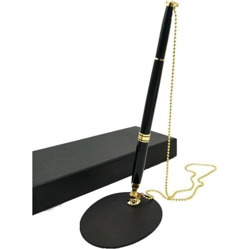 Metal Fixed Desk Pen Signature Pen Front Desk Business Office Neutral Black Pen Customized Logo