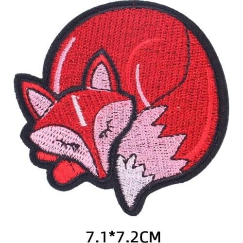 Fox Embroidered Iron On Patch For Clothing DIY Creative Badges Hot Transfer Stickers Sew On Clothes Denim Jacket Appliques