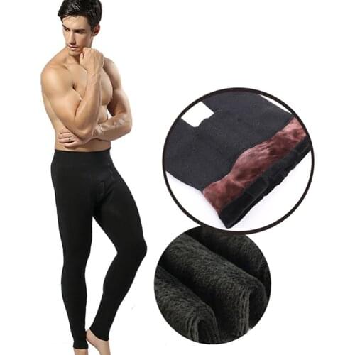 Skinny extra-thick slacks mens Thermals Long Johns Fleece Lined Thick Leggings Warm Layer Winter Leggings