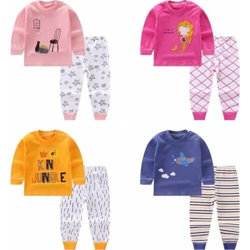 Baby Girl Boy Clothes Spring Autumn 100 % Cotton Kids Pajamas Infant Clothing For Babies Suit Causual Baby Product Underwear