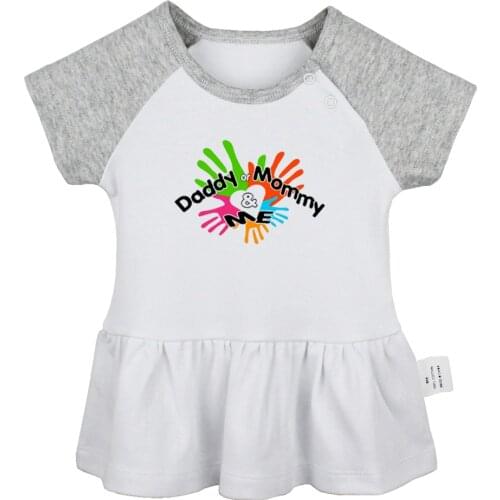 Daddy or Mommy and Me Don't Panic Its Organic Design Newborn Baby Girls Dresses Toddler Infant Cotton Clothes