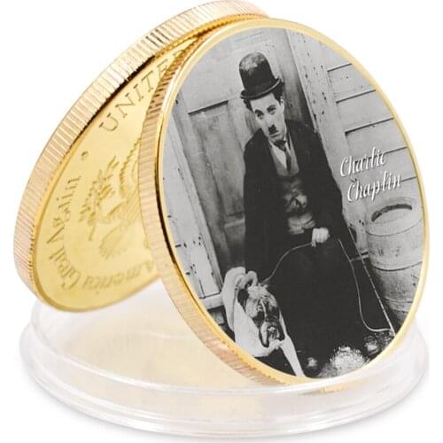 Holiday Gift Charlie Chaplin 999.9 Sliver Plated Coin Home Decor Challenge Coin 2021 Art Craft Gift