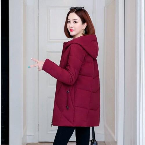 Padded Casual Coat Ladies Plus Size Women Winter Long Jacket with Zipper Hooded Thick Womens Parkas Stand Collar Solid Cotton